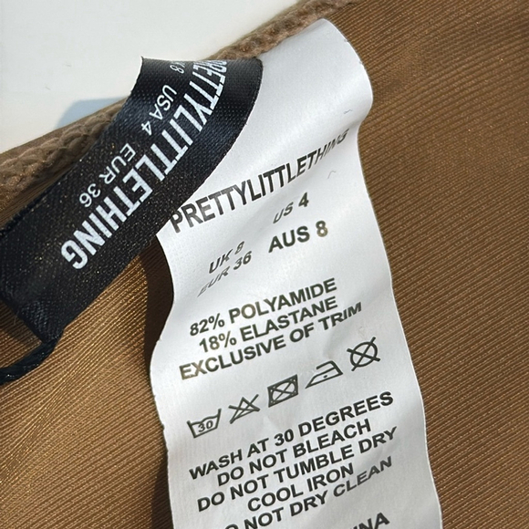 Pretty Little Thing Brown Metallic Snake Tie Side Bikini Bottoms New - Picture 6 of 7